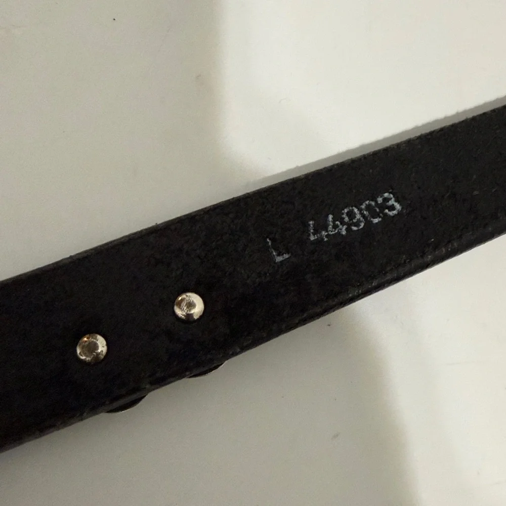 Brighton Black Leather Belt with Silver Details